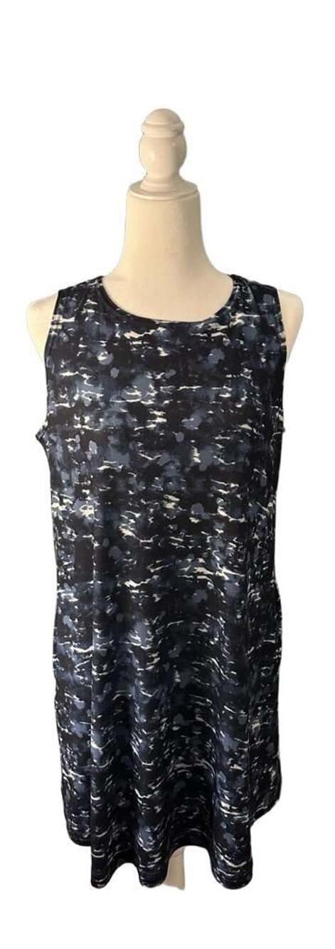 Sympli Women's Navy Blue and White Sleeveless dress